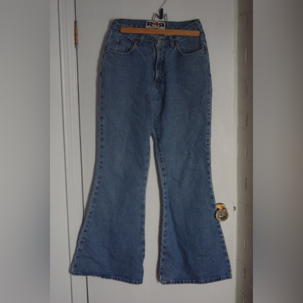 RAVE 4 REAL vintage bell bottom flare blue jeans. 30 in waist, 30 in inseam